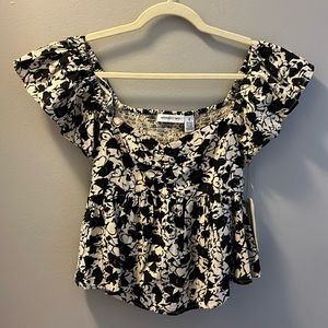 Midnight Sky Babydoll Peplum Top Linens Blend NWT